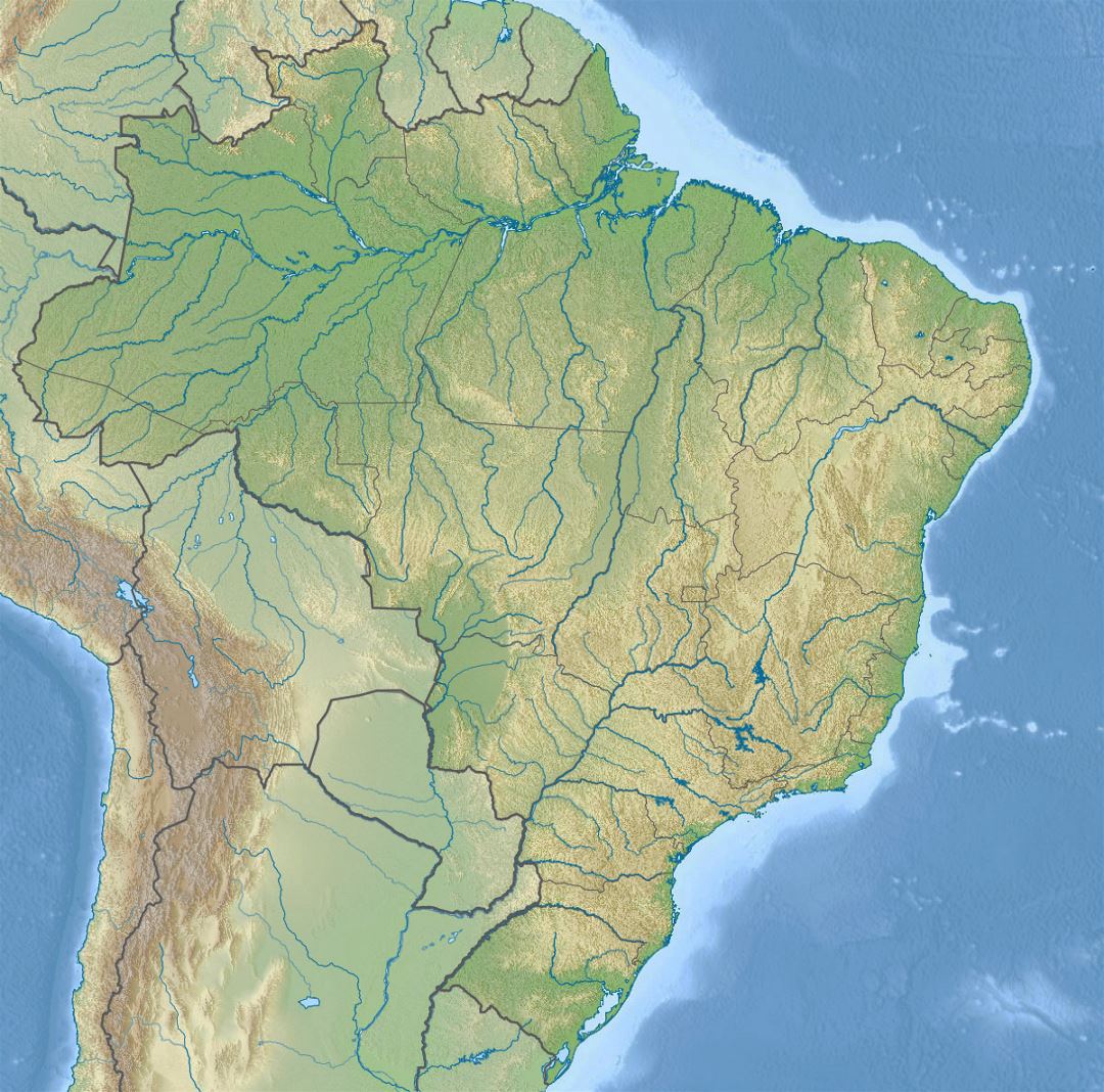Grande mapa en relieve de Brasil