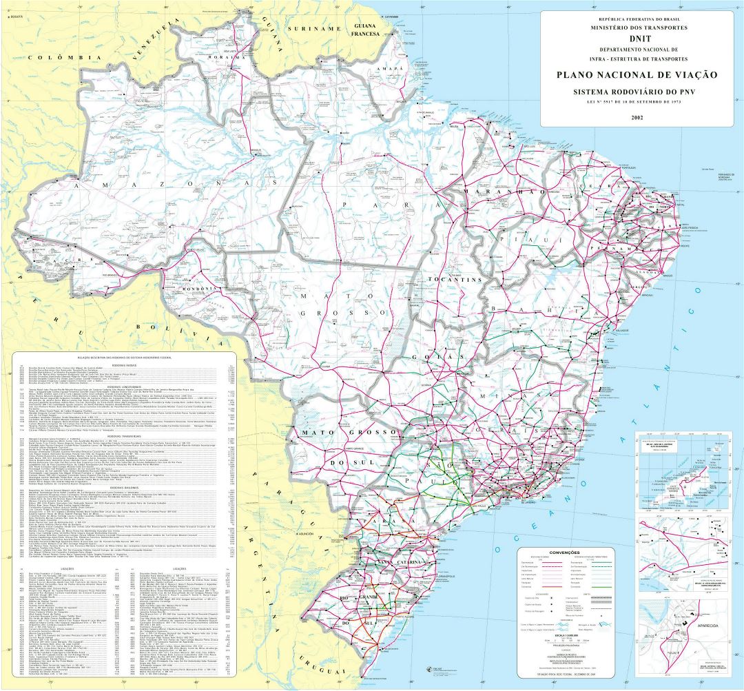 Grande mapa político y administrativo de Brasil con carreteras y ciudades