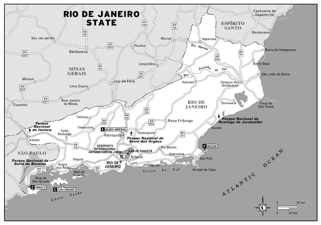 Grande detallado mapa del estado de Río de Janeiro