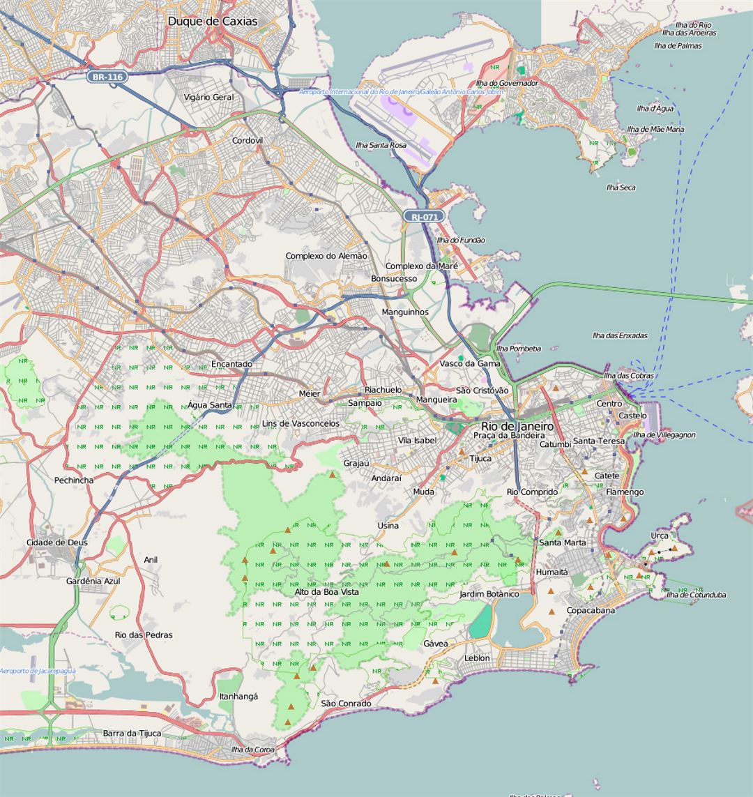 Mapa de carreteras de la ciudad de Río de Janeiro