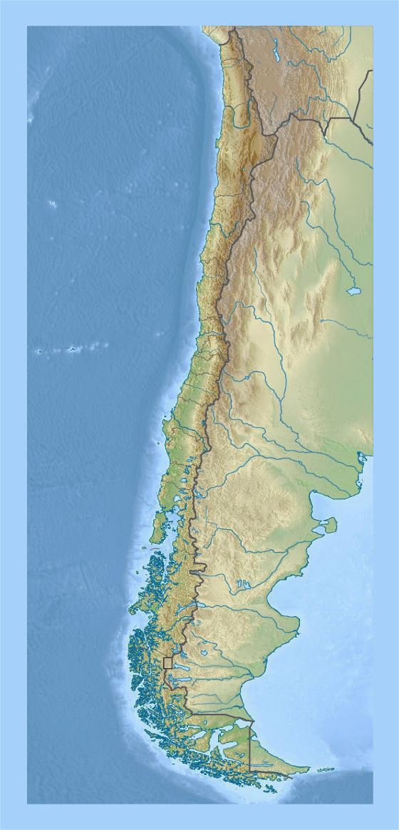 Detallado mapa en relieve de Chile