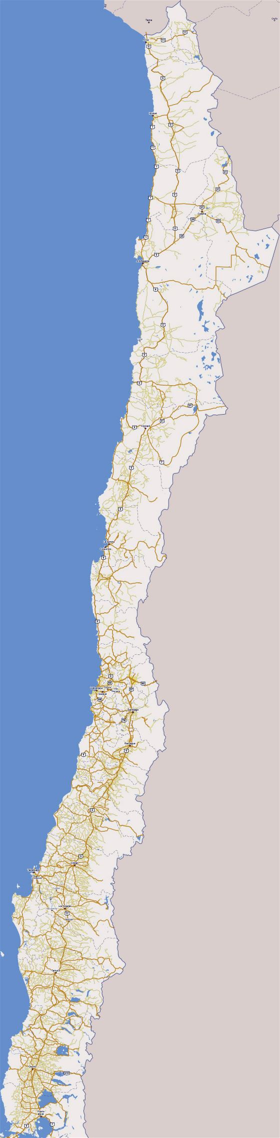 Grande hoja de ruta de Chile