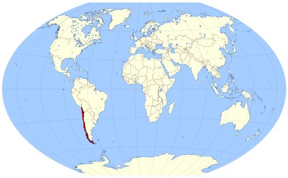 Grande mapa de ubicación de Chile en el Mundo
