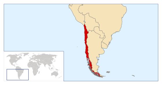 Grande mapa de ubicación de Chile