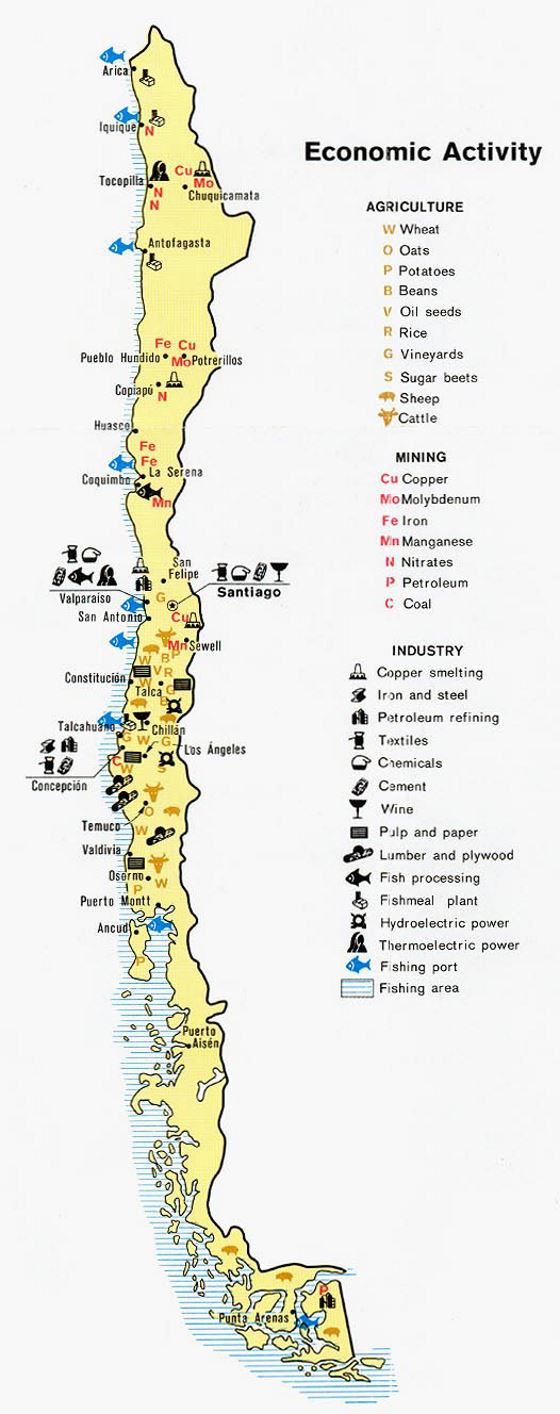 Grande mapa económico de Chile