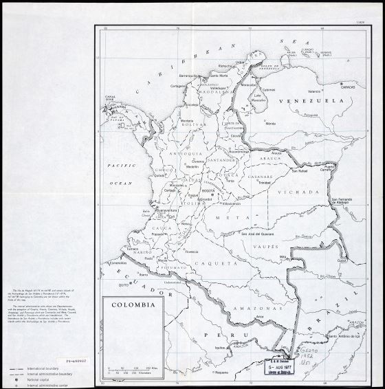 A gran escala mapa político y administrativo de Colombia - 1950
