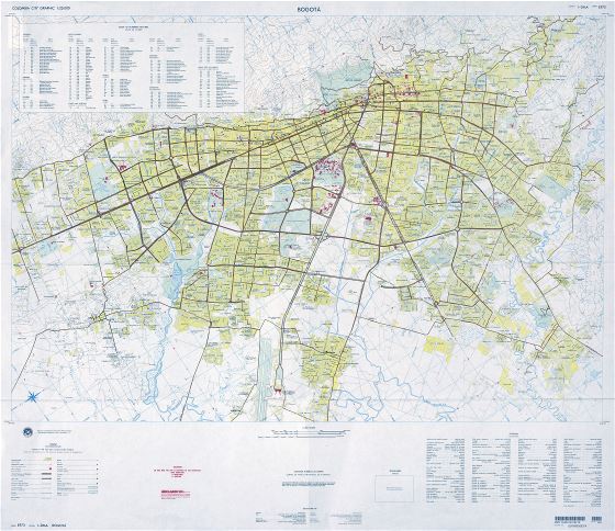 A gran escala detallado mapa de carreteras de ciudad de Bogotá con todos edificios
