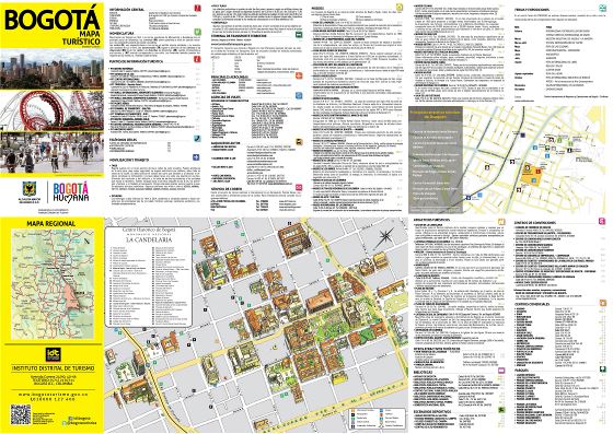 Grande detallado mapa turístico de parte histórica de ciudad de Bogotá en españa