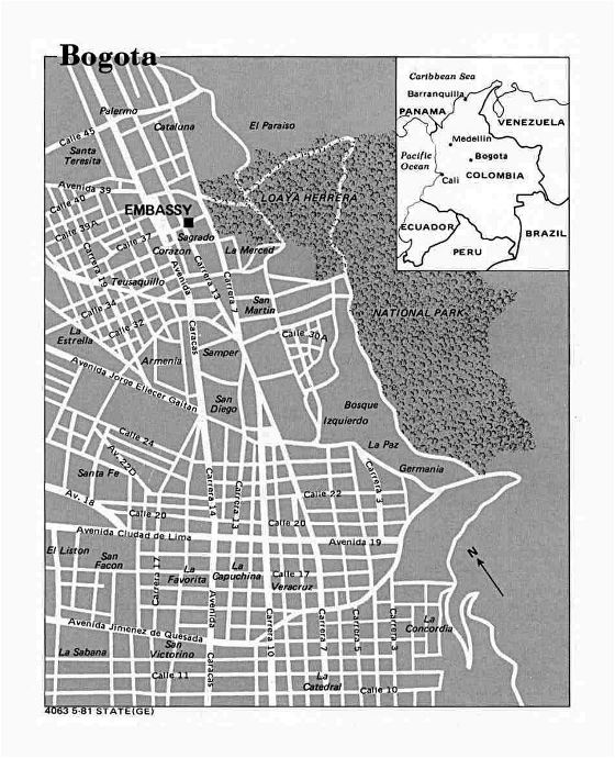 Mapa de ciudad de Bogotá - 1981