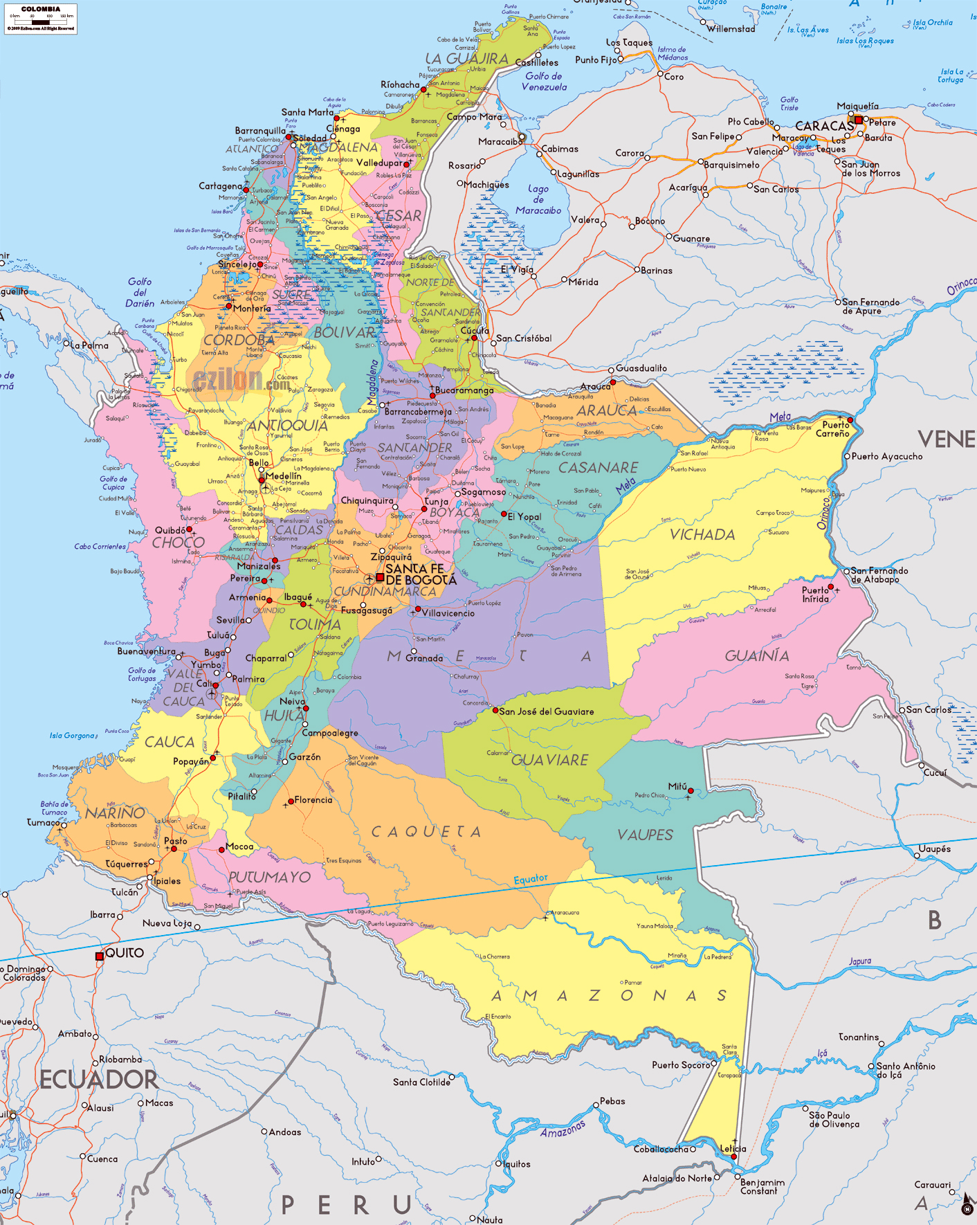 Mapa De Colombia Ciudades