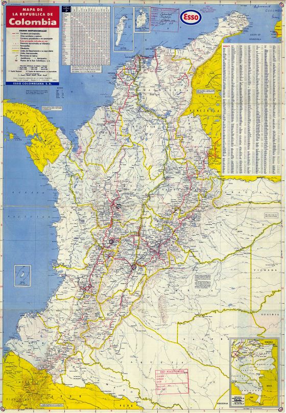 Grande detallado mapa de carreteras de Colombia con todas ciudades y aeropuertos
