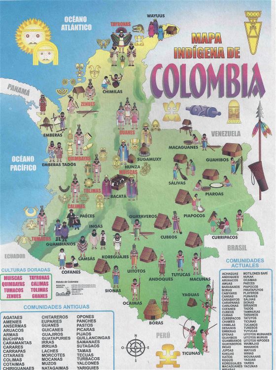 Grande detallado mapa turístico ilustrado de Colombia