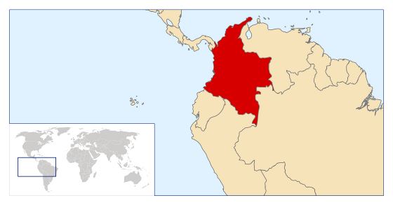 Grande mapa de ubicación de Colombia