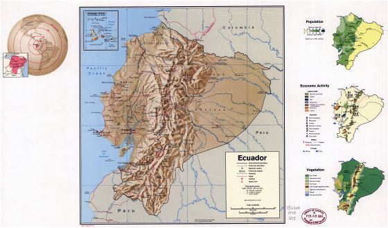 A gran escala mapa de perfil de país de Ecuador - 1973