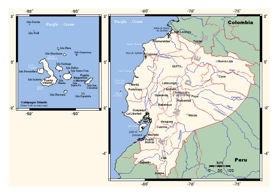 Detallado mapa político de Ecuador
