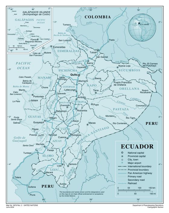 Grande detallado mapa político y administrativo de Ecuador