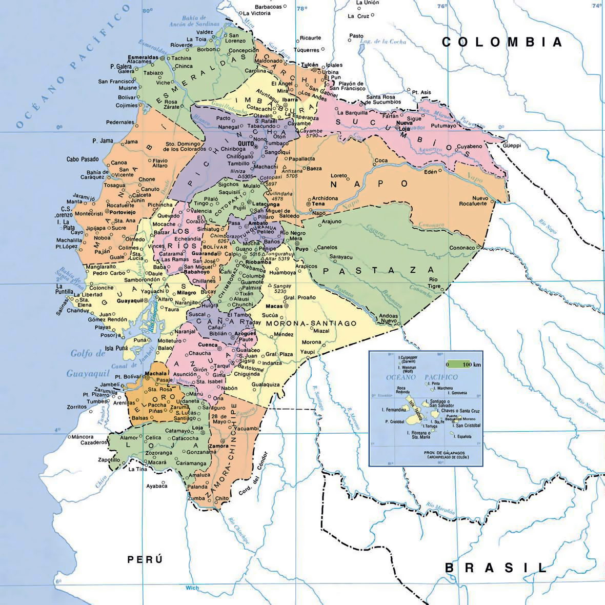Mapa Político De Ecuador Con Ciudades Ecuador América Del Sur