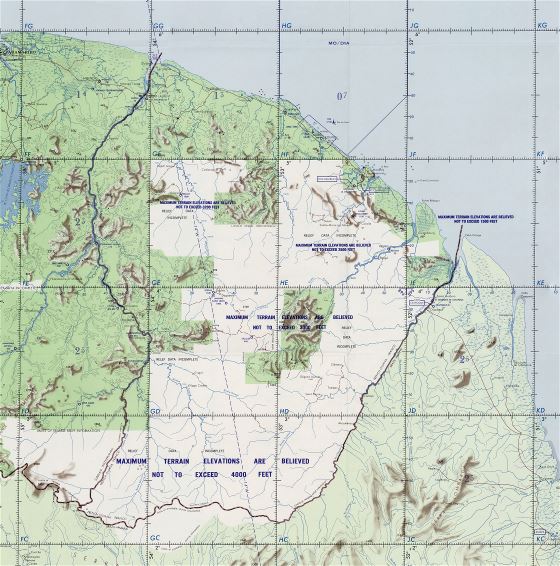 Grande detallado mapa topográfico de Guayana Francesa