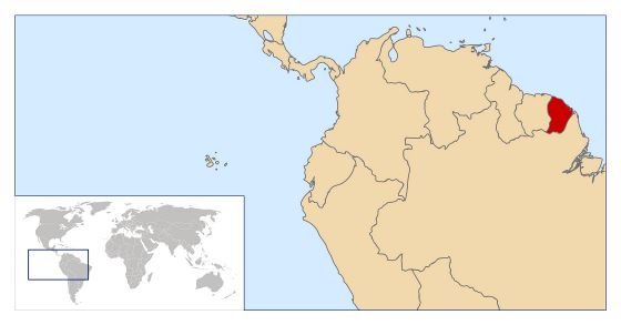 Grande mapa de ubicación de Guayana Francesa