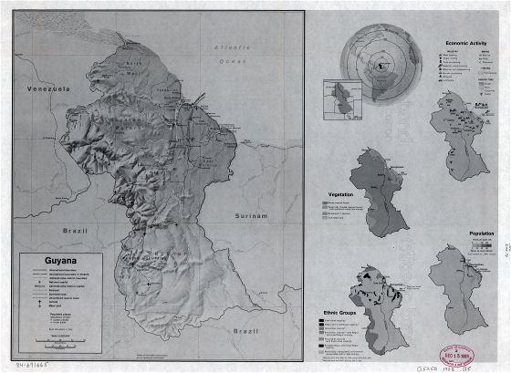 Grande detallado mapa del perfil del país de Guyana - 1983