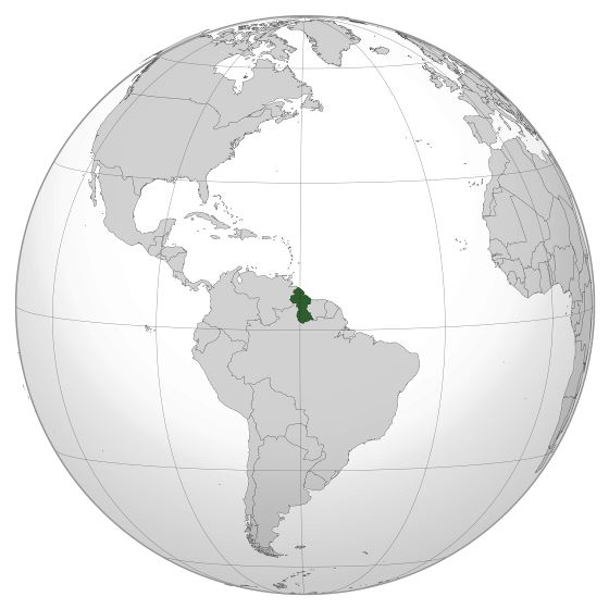 Grande mapa de ubicación de Guyana