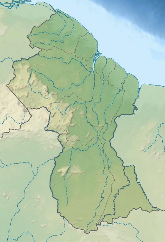 Grande mapa en relieve de Guyana