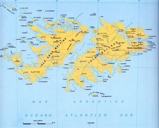 Mapa de Islas Malvinas