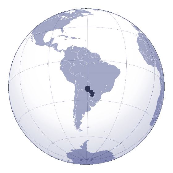 Grande mapa de ubicación de Paraguay en América del Sur