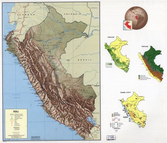 A gran escala mapa de perfil de país de Perú - 1970