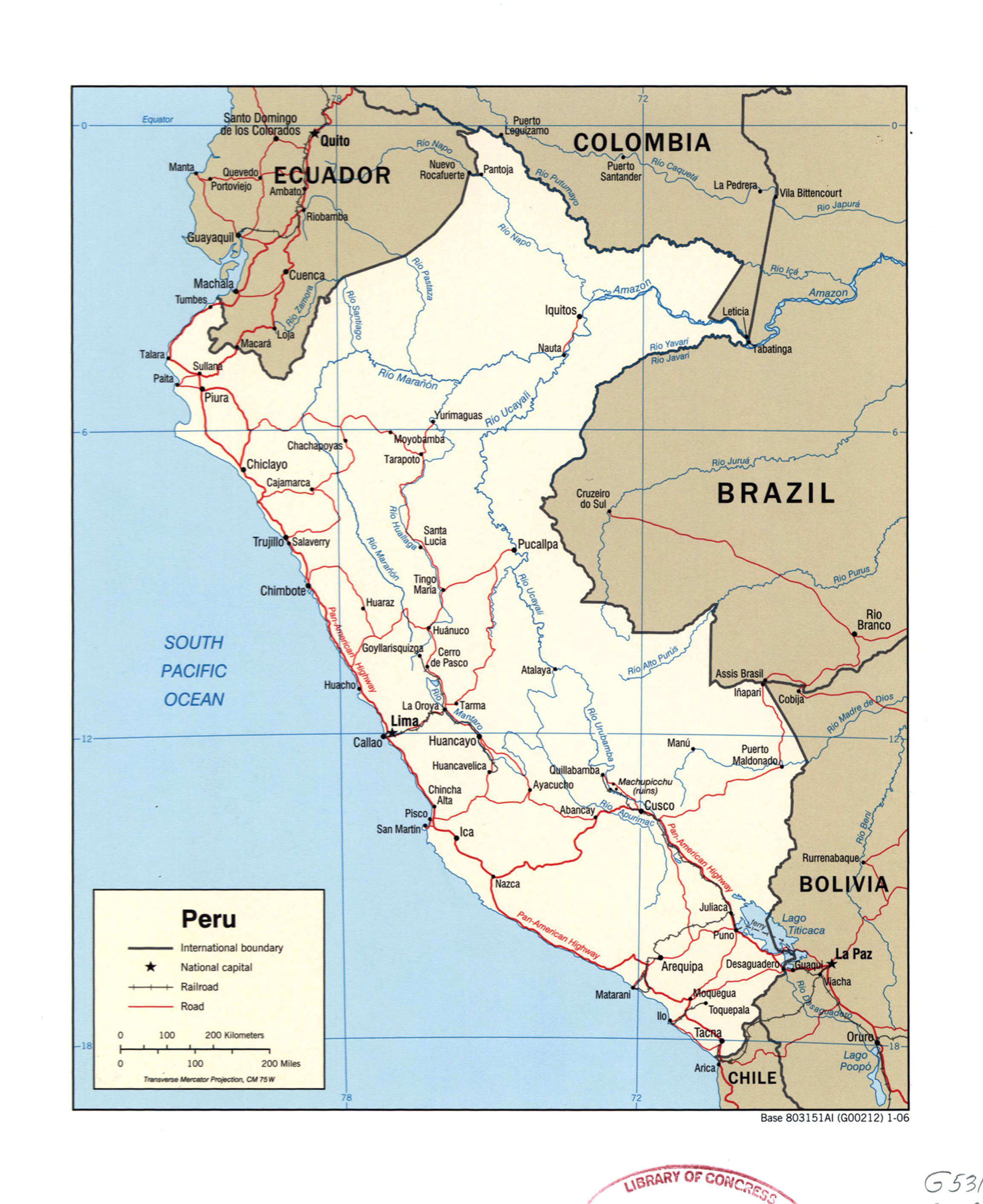 Grande Detallado Mapa Político De Perú Con Marcas De Carreteras