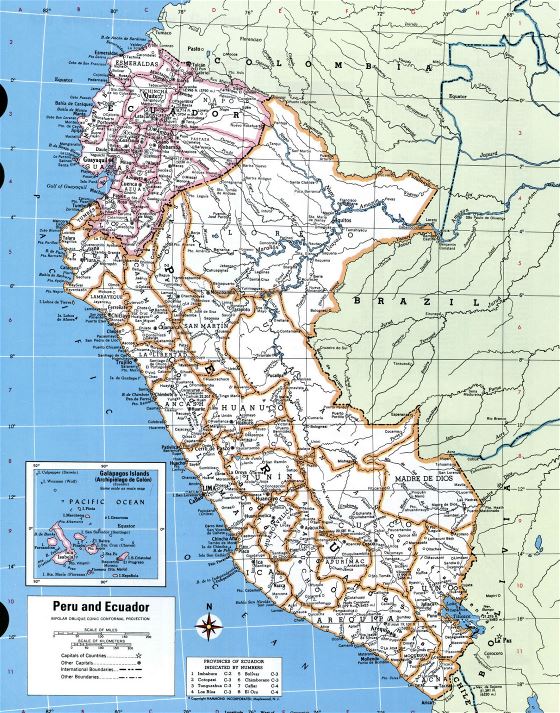 Grande detallado mapa político y administrativo de Perú con todas ciudades