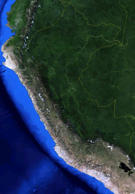 Grande detallado mapa satelital de Perú