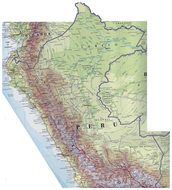 Grande mapa de Perú con carreteras y ciudades