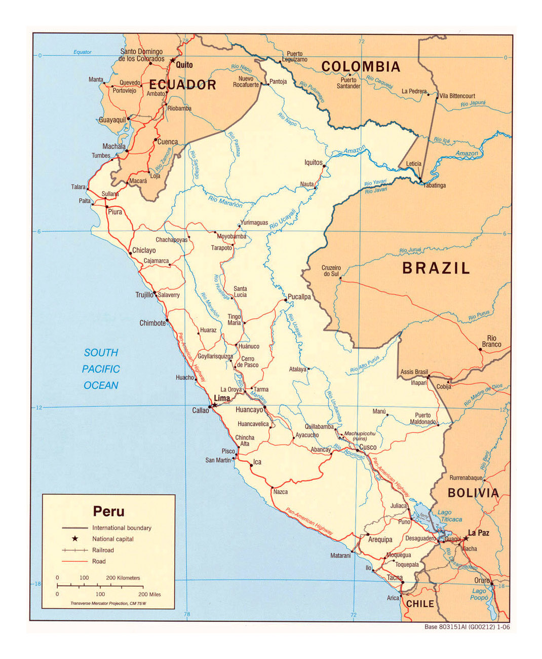 Grande Mapa Político De Perú Con Carreteras Y Principales Ciudades