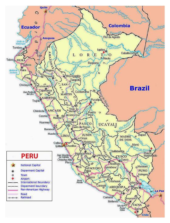 Mapa político y administrativo de Perú