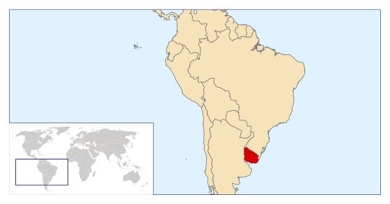 Grande mapa de ubicación de Uruguay