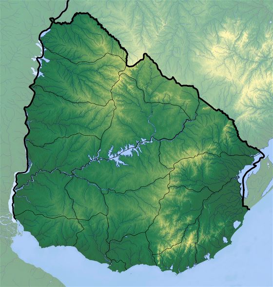 Grande mapa en relieve de Uruguay