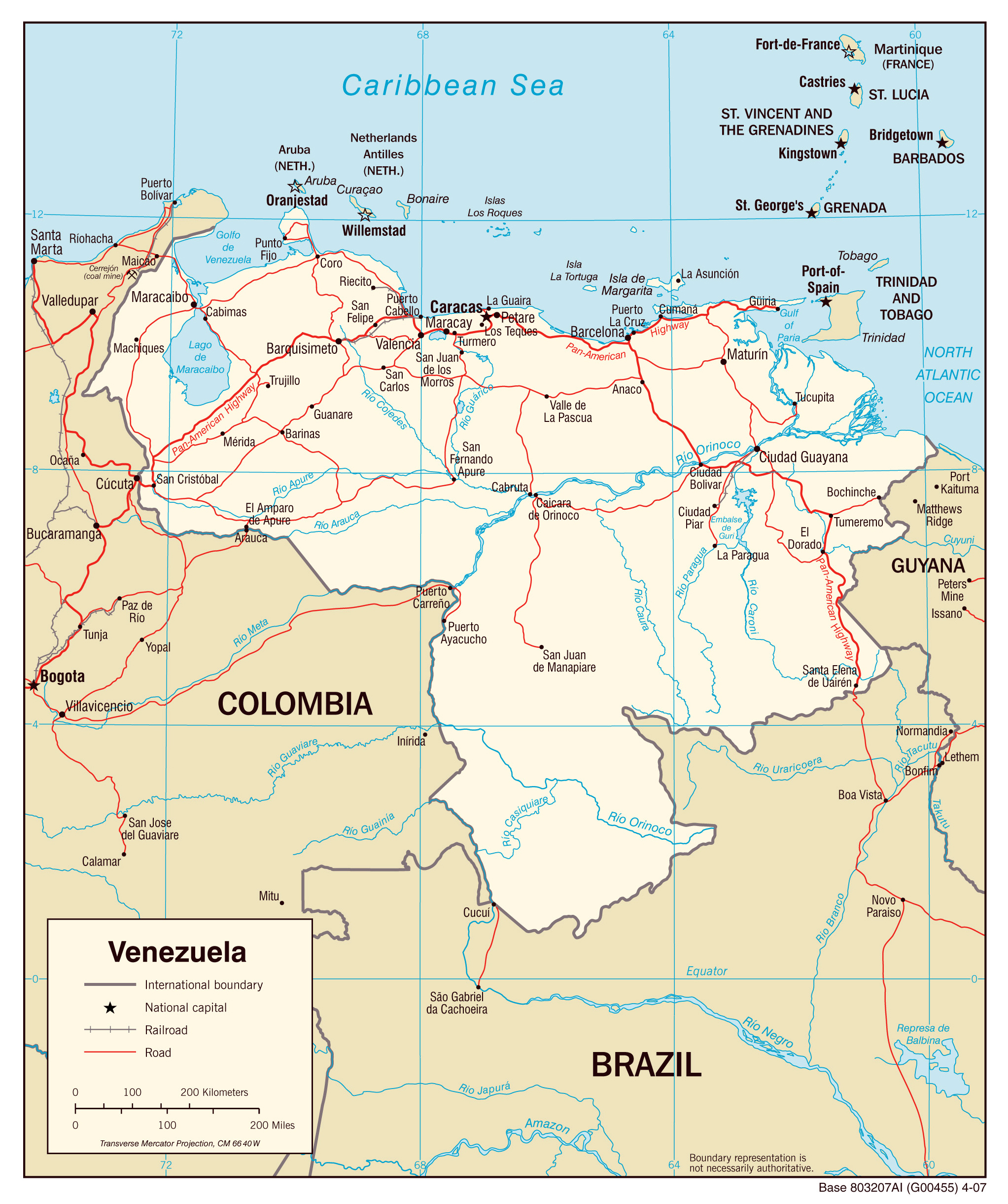 A Gran Escala Mapa Político De Venezuela Con Carreteras Y Ciudades