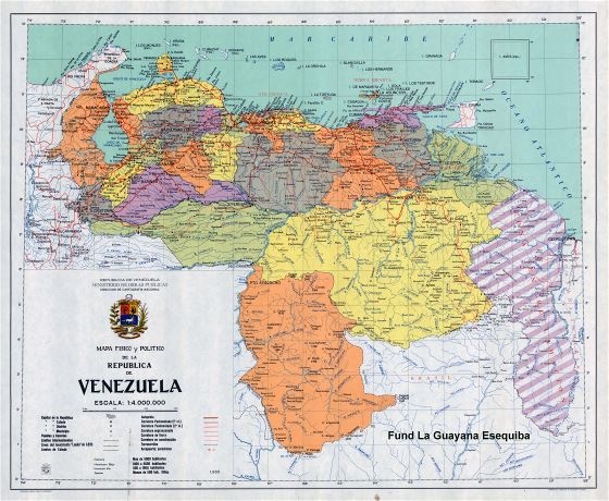 A gran escala mapa político y administrativo de Venezuela con todas ciudades y carreteras