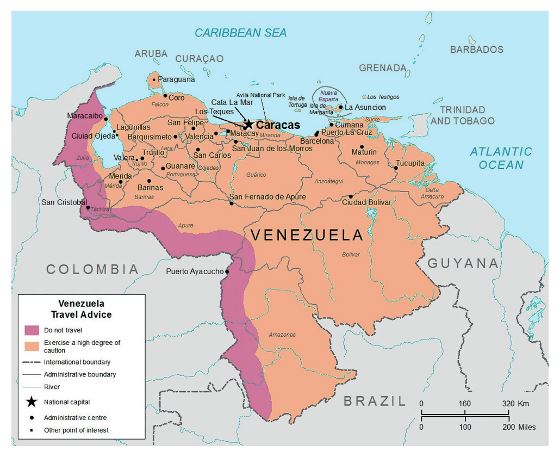 Detallado mapa de Venezuela