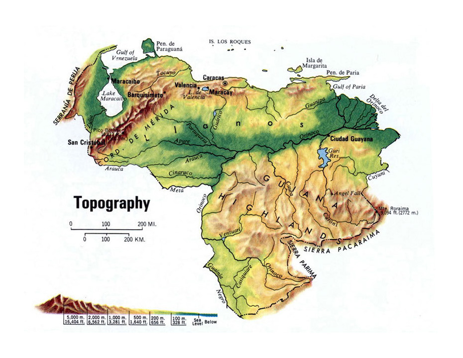 Mapa Fisico De Venezuela