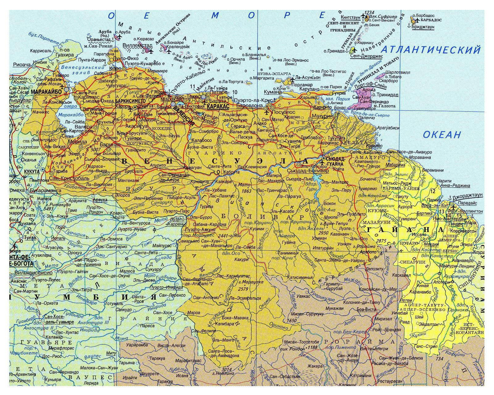 Grande Detallado Mapa De Venezuela Con Carreteras Y Todas Ciudades En