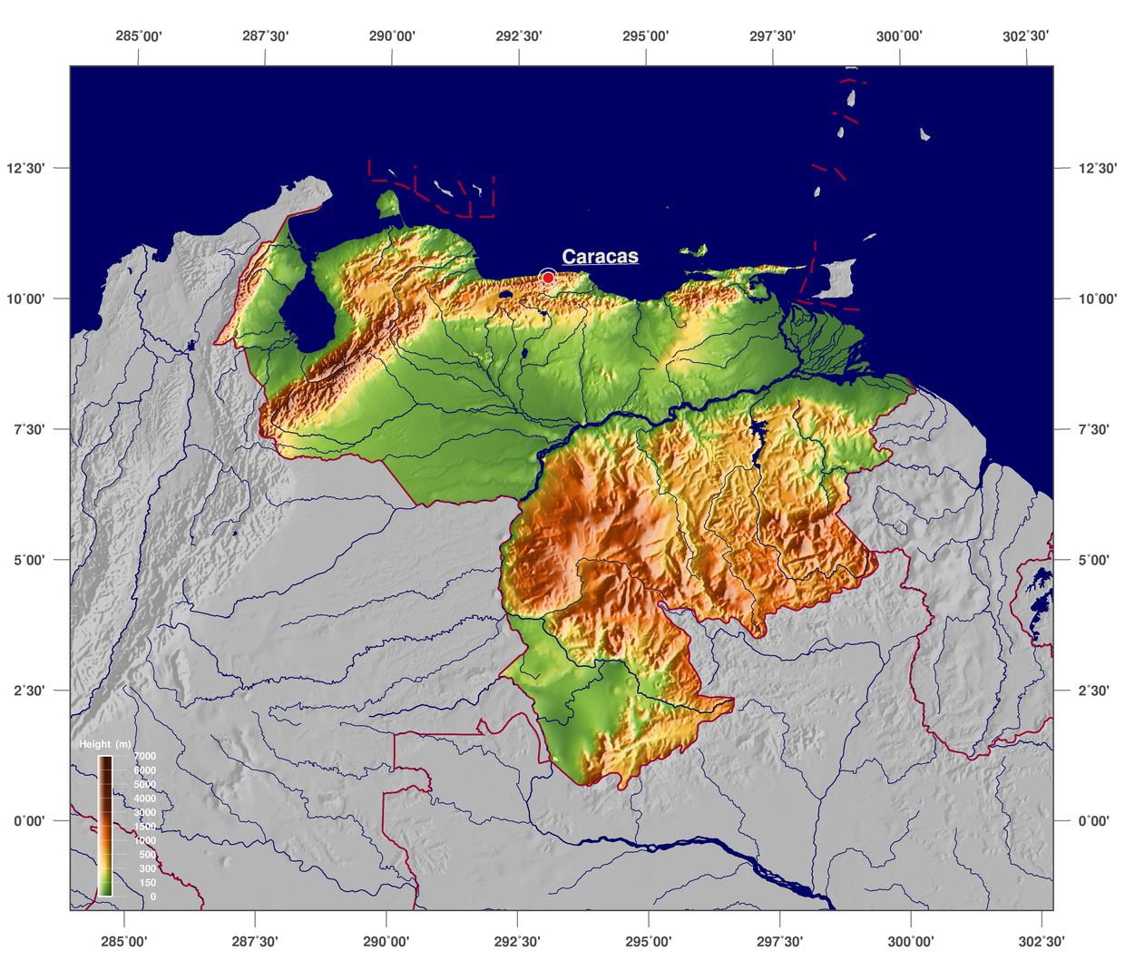 Grande Detallado Mapa De Venezuela Con Relieve Y Principales Ciudades