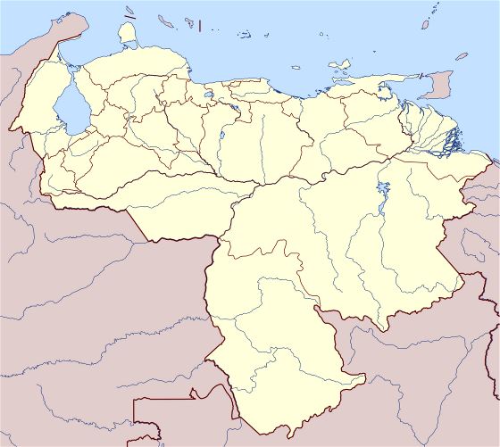 Grande mapa de contornos de Venezuela
