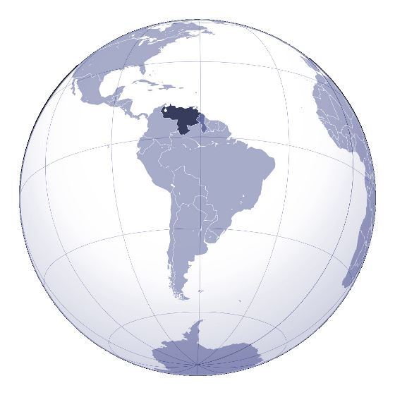 Grande mapa de ubicación de Venezuela
