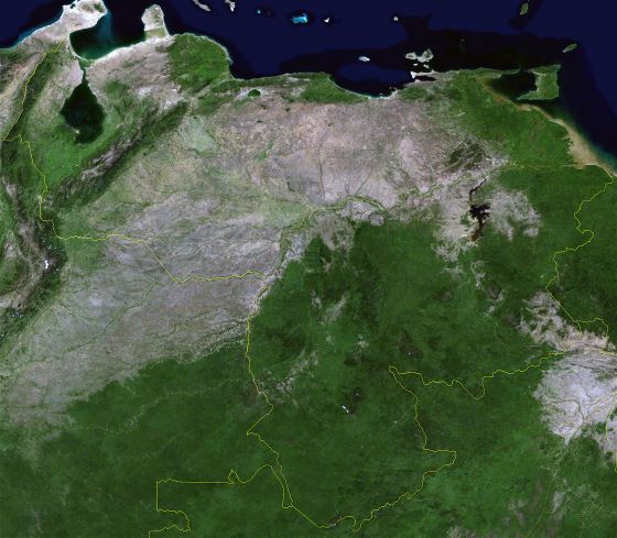 Grande mapa satelital de Venezuela