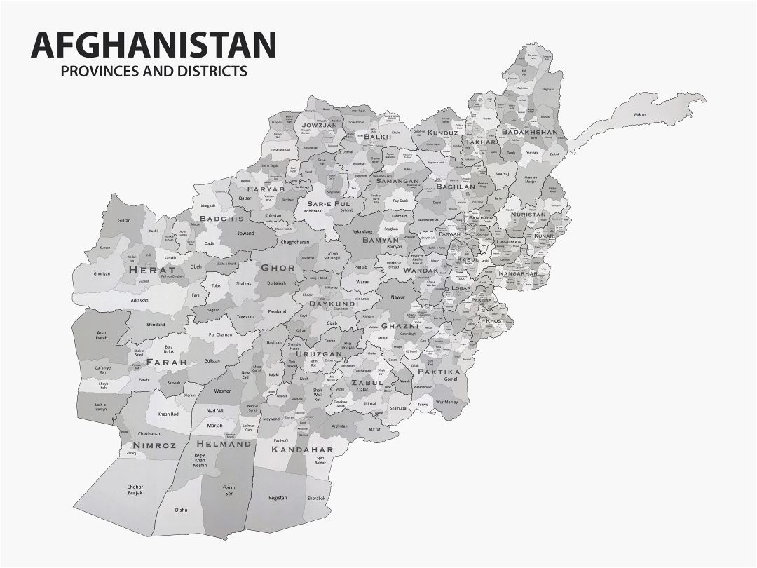 Grande detallado mapa de provincias y distritos de Afganistán
