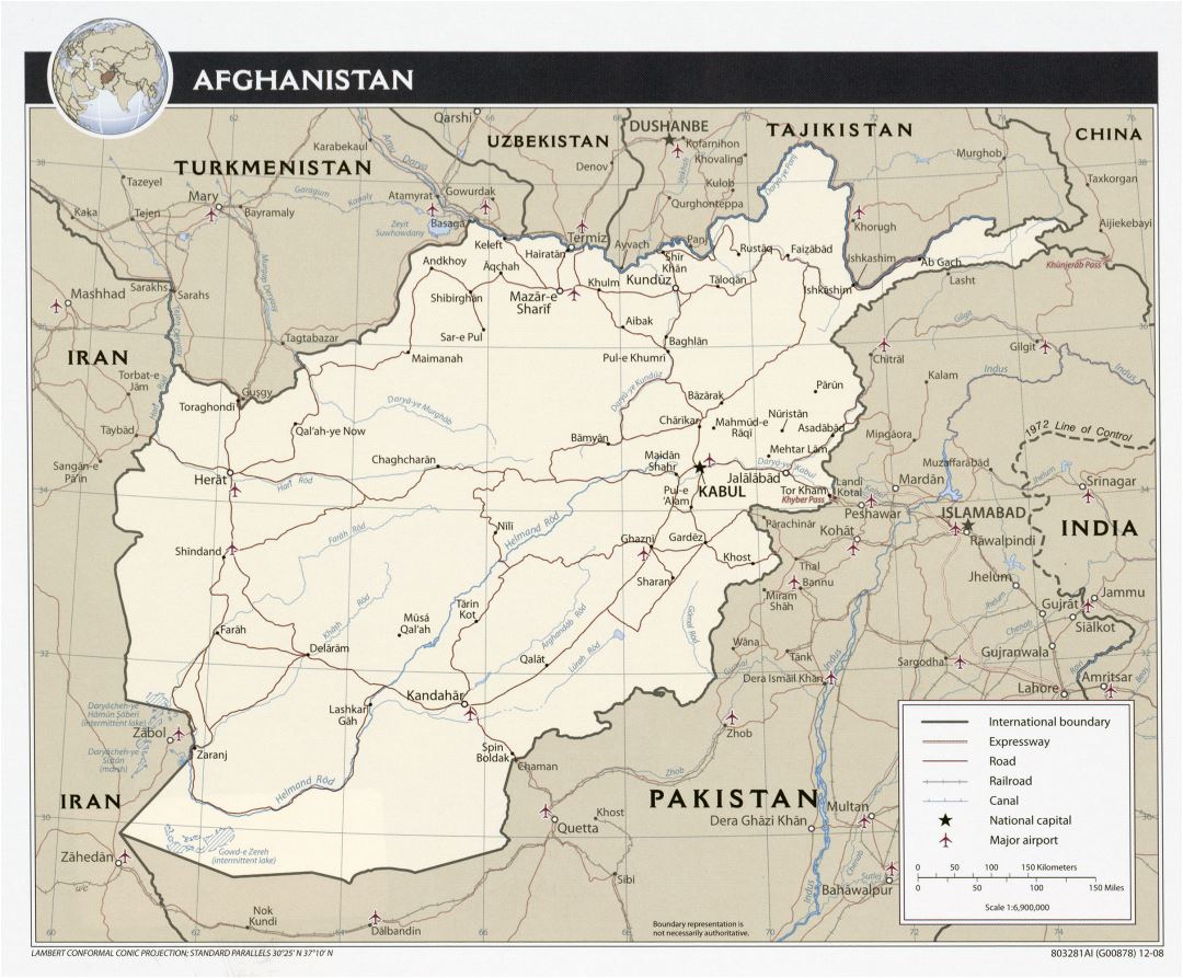 Grande detallado mapa político de Afganistán - 2008