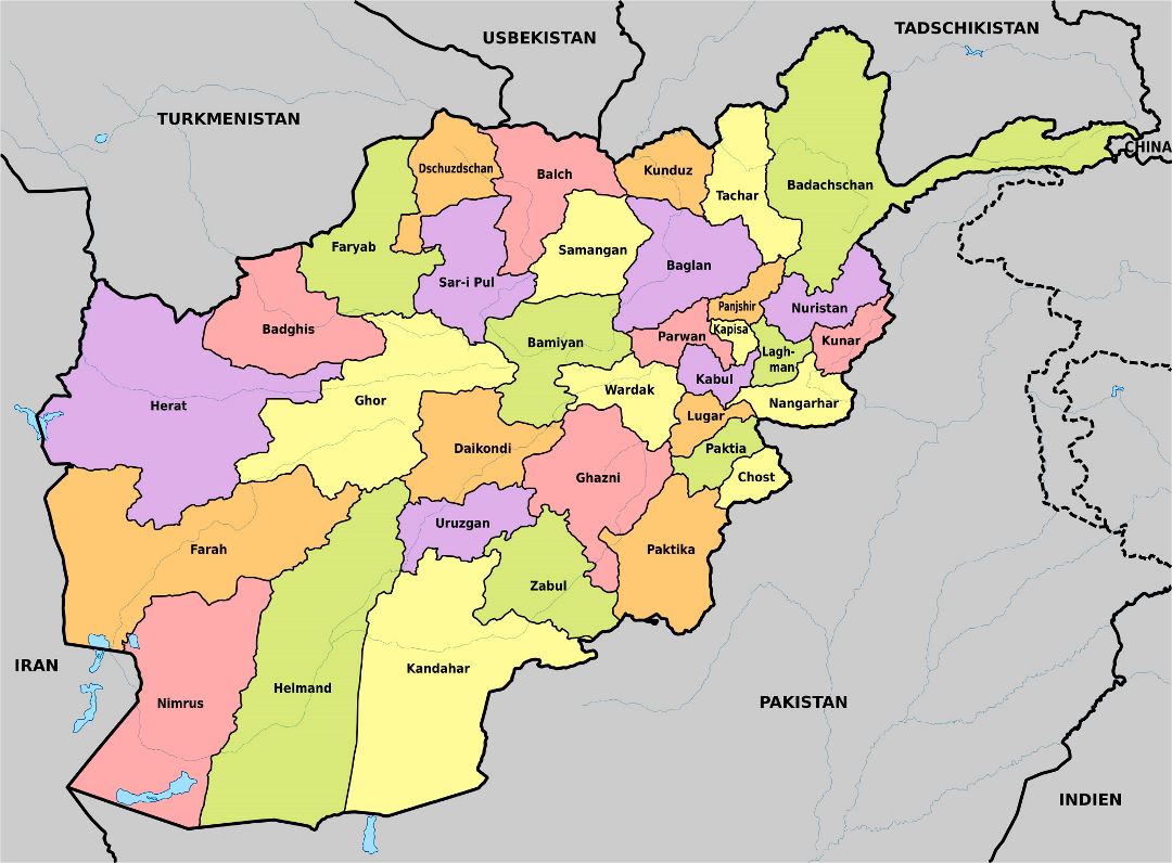 Grande mapa administrativo de Afganistán