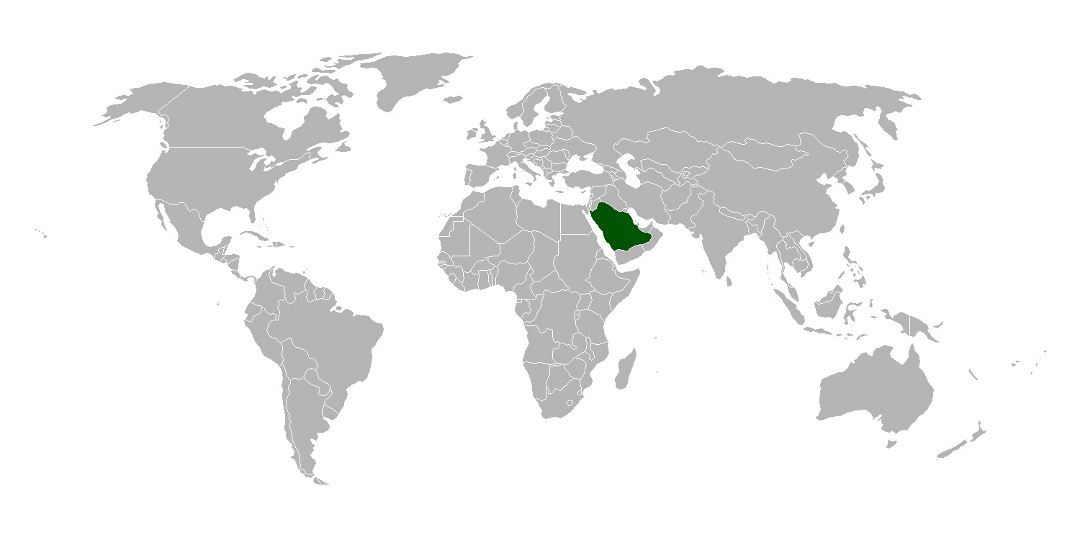 Detallado mapa de localización de Arabia Saudita